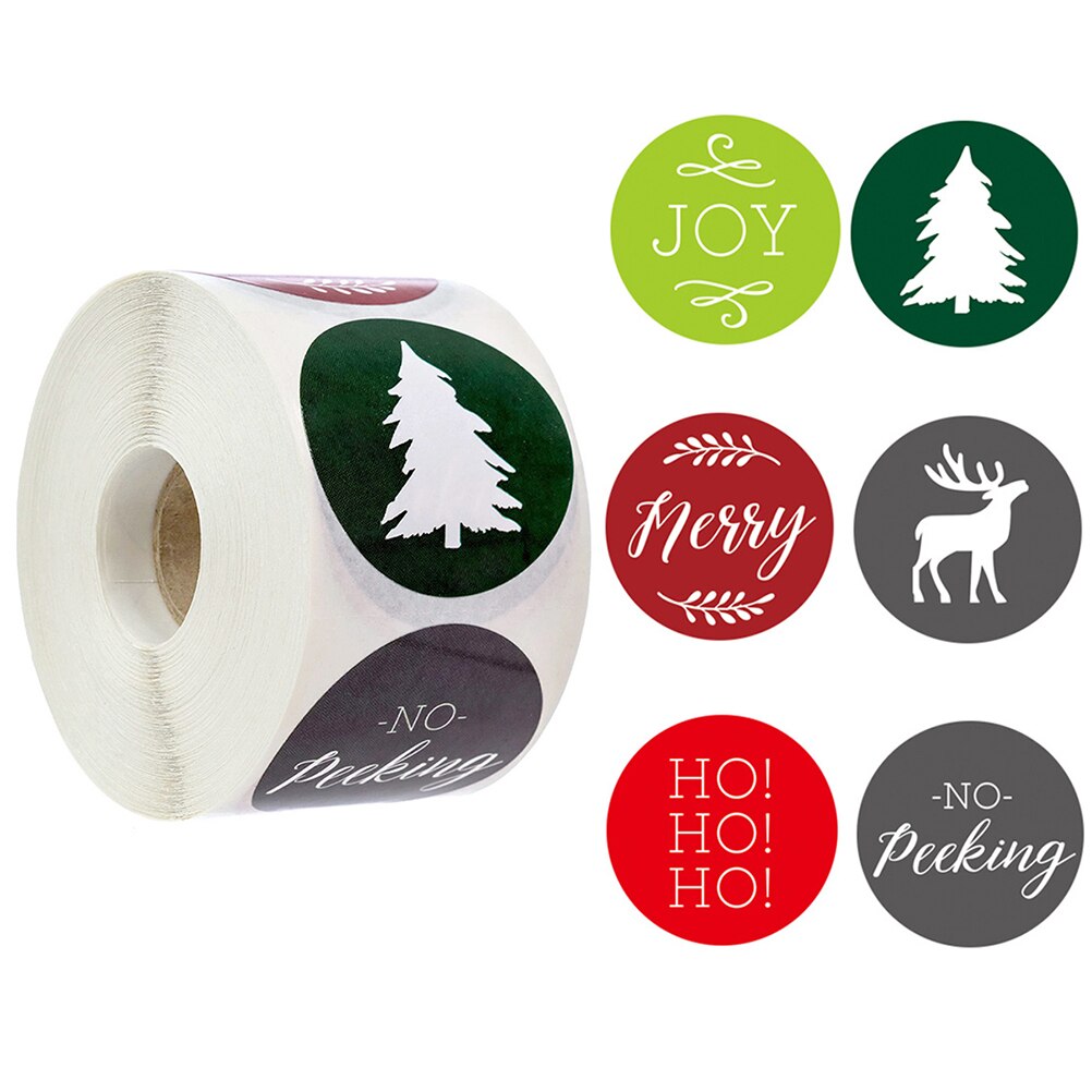 500Pcs/Roll 2.5cm Patterned Christmas Stickers Round Envelope Cards For Envelope Cards Package Scrapbooking Decor: A