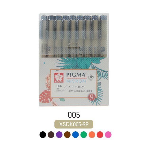 Sakura pigma micron fine line pen sæt 3/4/9 forskellige farver kunstmarkør manga comic pro liner børste pen tegnesæt: Xsdk 005-9p