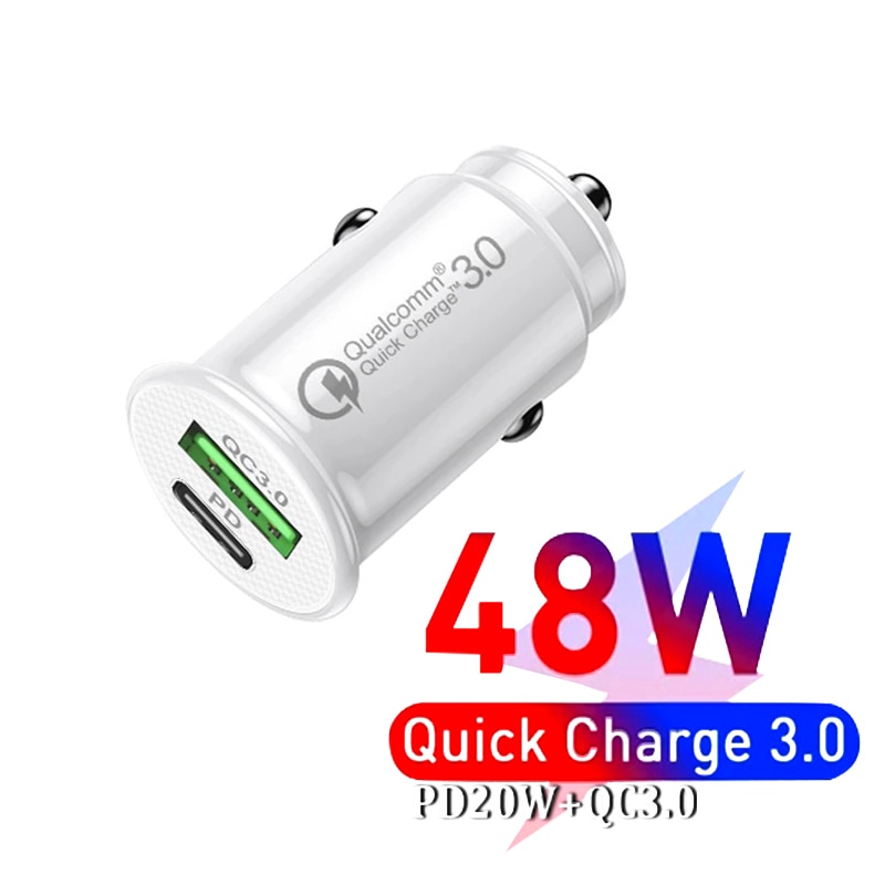 48W Mini Dual ports Car Charger For Mobile Phone Tablet GPS Fast Charger Car- Charger Car USB Phone Charger Adapter in Car PD QC