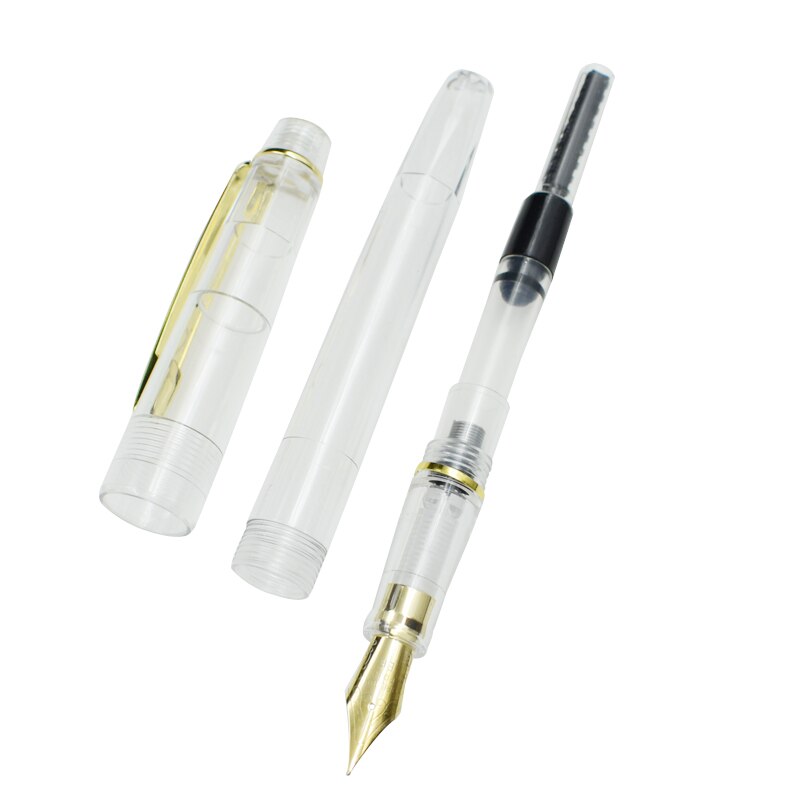 Transparent Ink Pen Plastic Fountain Pen Writing Calligraphy Tools Office School Writing Materials Stationery Supplies