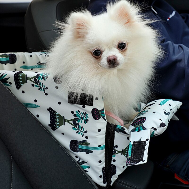 Asiento de coche portátil para perros y gatos pequeños, caja de seguridad con reposabrazos, Control Central, antideslizante