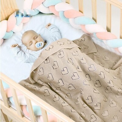 Bomulds hæklet nyfødt seng tæppe hul tæppe sommer baby tæppe strikning kærlighed hule dyner sove seng forsyninger 80*100cm: Brun
