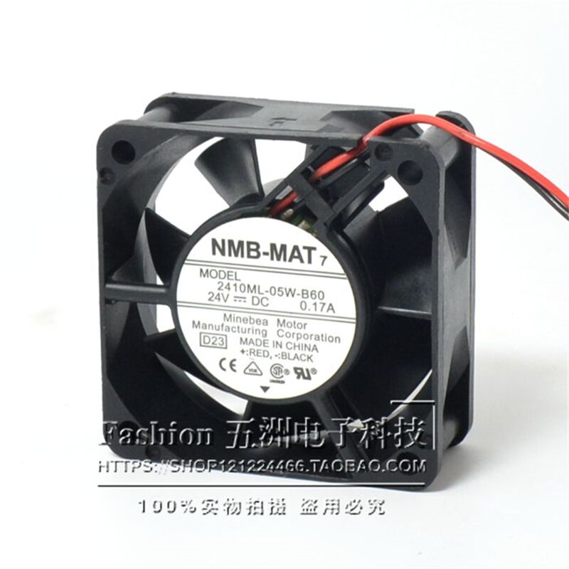 Ventilador de refrigeración para caja de servidor NMB 2410ML-05W-B50 6025, 60MM, 60x60x25MM, 24V, 0.13A, con 2 pines, Original