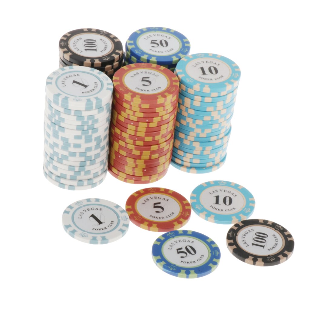 Pack Of 100 Las Vegas Striped Poker Chips Set Casino Game Token Chip