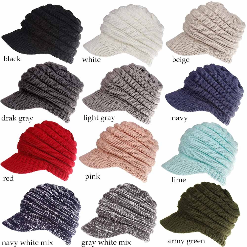Doradeer Ins Vrouwen Hoeden Gebreide Baseball Mutsen Skullies Open Pony Tail Hoed Mutsen Cap Ski Sport Cap
