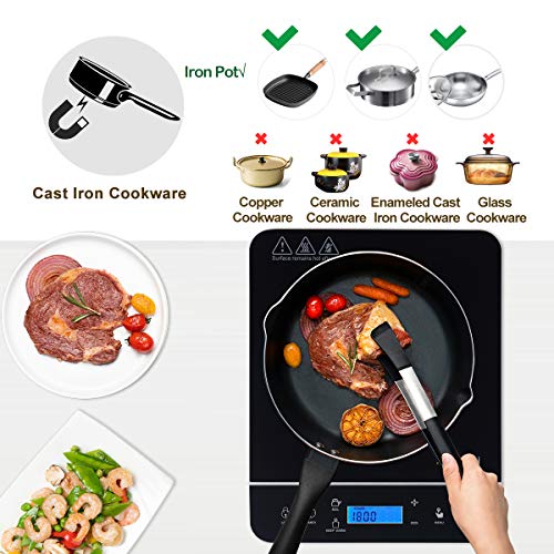 induction Hob, Single Induction Cooker with Sensor 2000 Watts,LCD Sensor ，10-level Power and Temperature Control