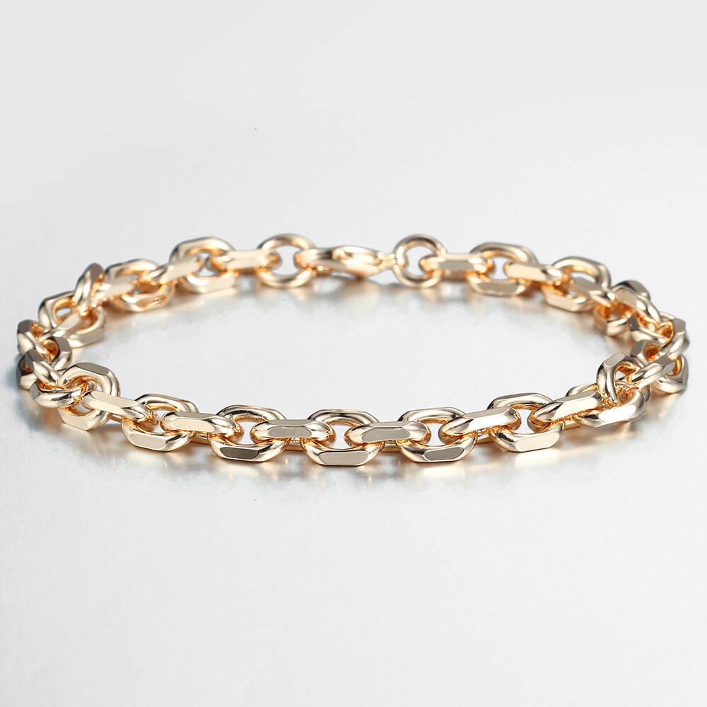 6 Mm 585 Rose Goud Kleur Armband Voor Vrouwen Rolo Kabel Link Chain Party Bruiloft Sieraden Womens Armbanden 20cm Mode LCB45