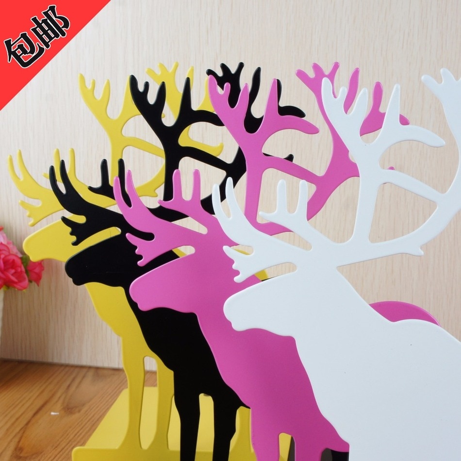 Creativo alce renna modellazione metallo reggilibri che ristabilisce i sensi antichi desktop di ricevere organizzare reggilibri volto da un paio di prezzo