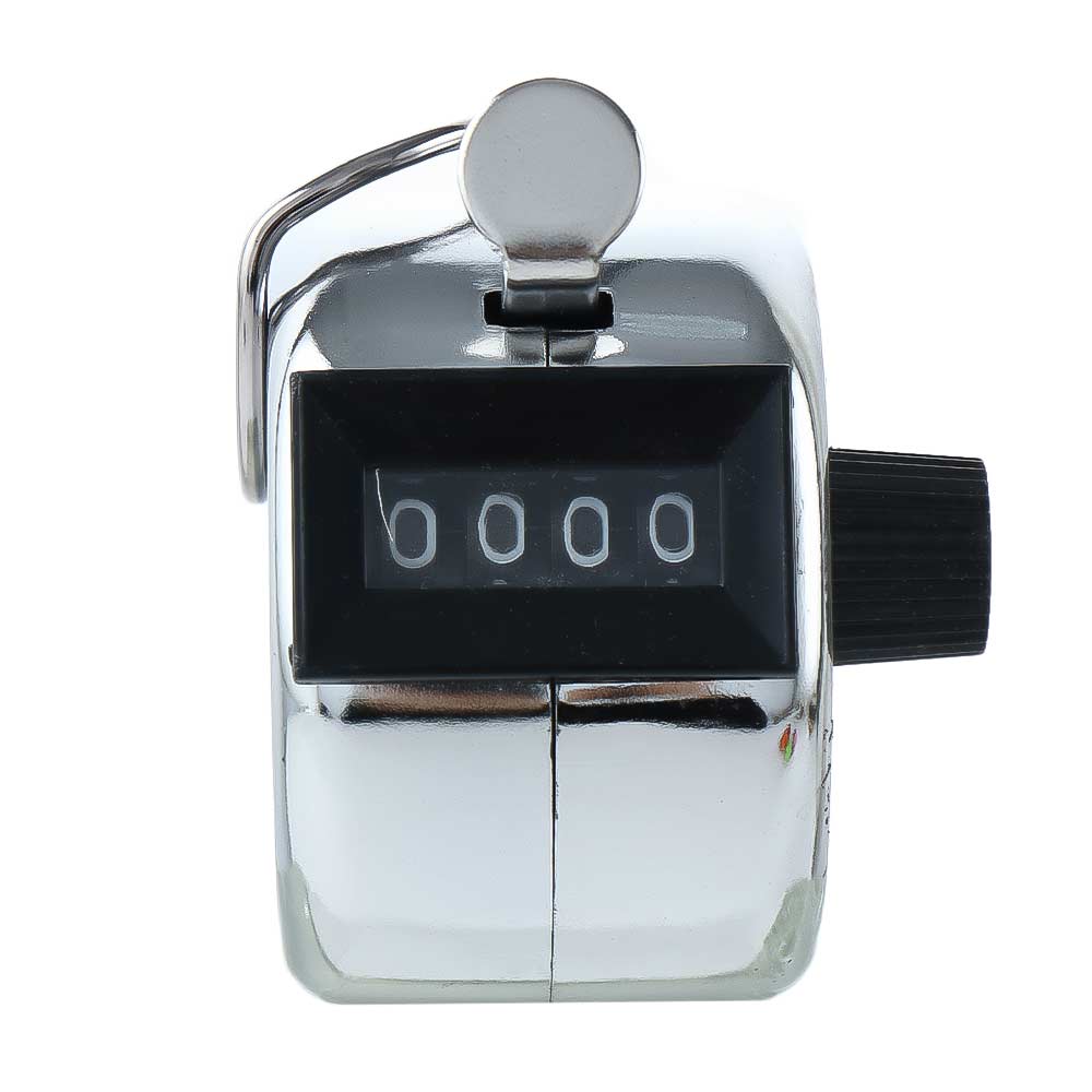 4 Digit Number Mini Hand Held Tally Counter Digital Golf Clicker Manual Training Counting Max 9999 Counter Measurement Tools: Silver