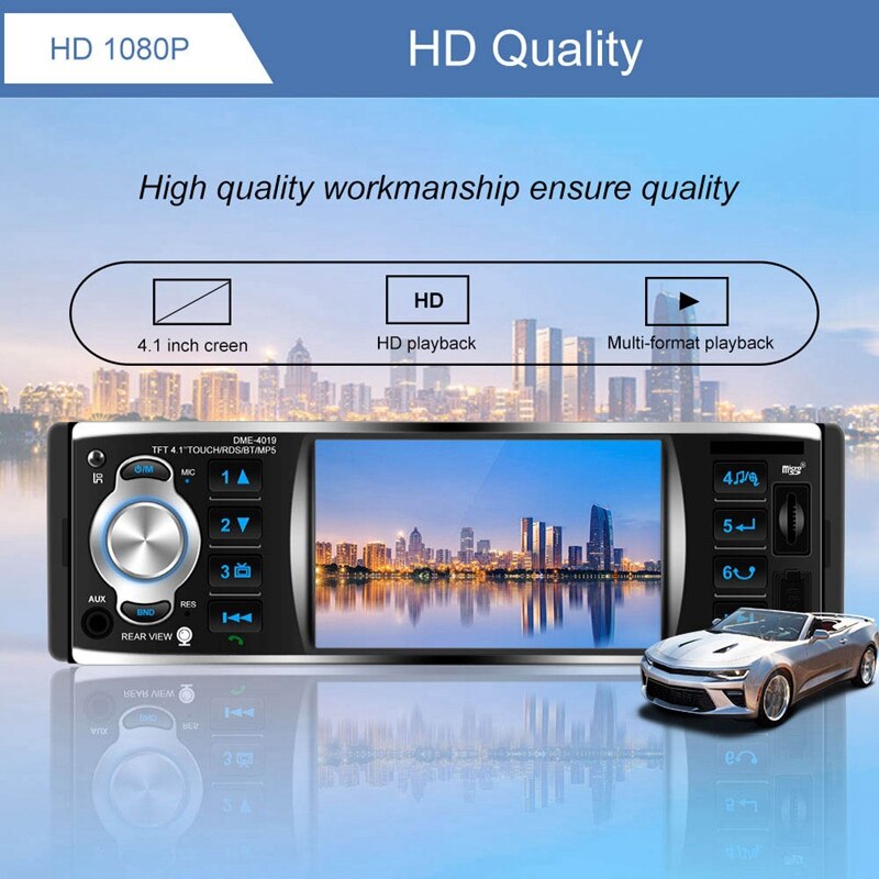 1 din 4.1 tuuman autoradio sn automaattinen o stereo fm bluetooth 2.0 mp5 soitin peruutuskamera dme -4019
