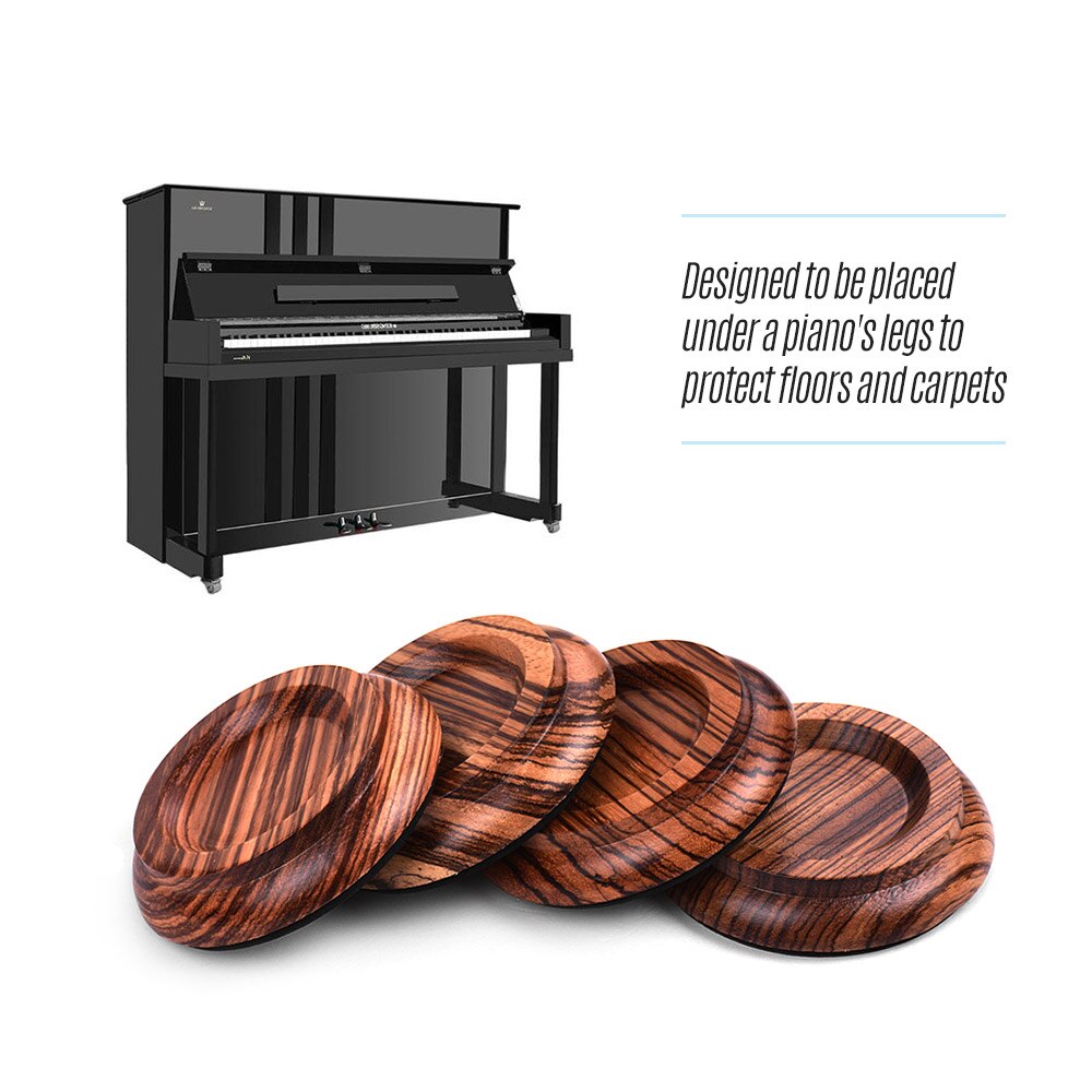 4pcs/Set Upright Piano Caster Cups Coaster Solid Wood with Anti-slip EVA Pad Piano Accessories