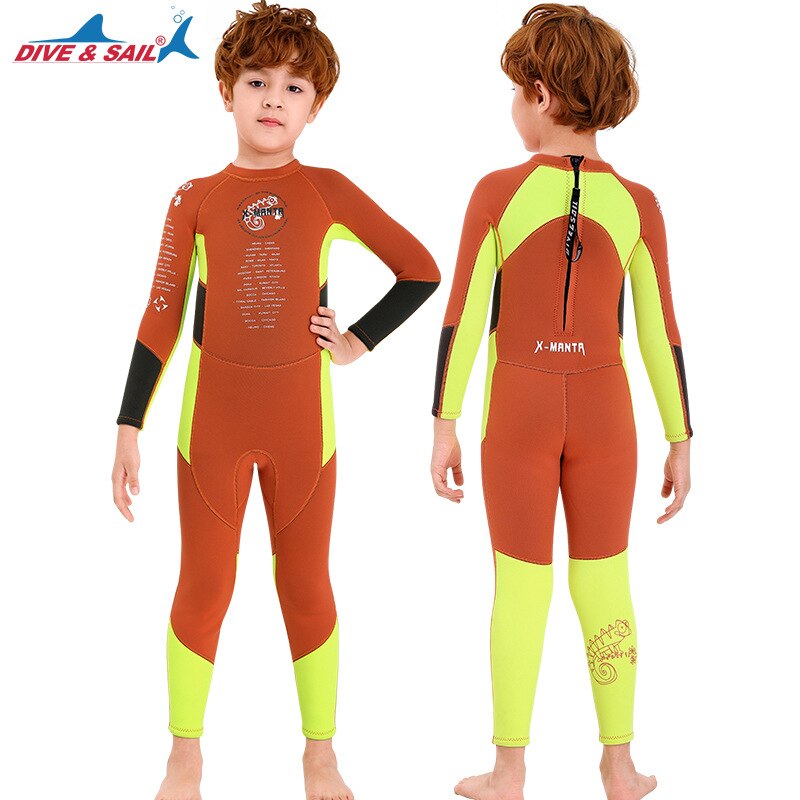 Traje de buceo de neopreno para niños de 2,5 MM, traje de buceo para niños, traje de baño de buceo a prueba de sol, bañador de surf a la deriva