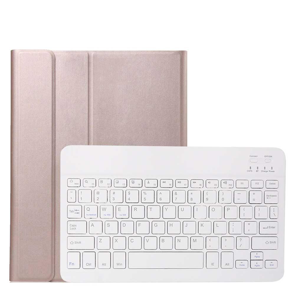 For iPad Pro 11 Keyboard Cover Backlit Wireless Keyboard for iPad Pro 2nd Gen 11" Tablet Funda PU Leather Flip Stand Case: Rose gold-White