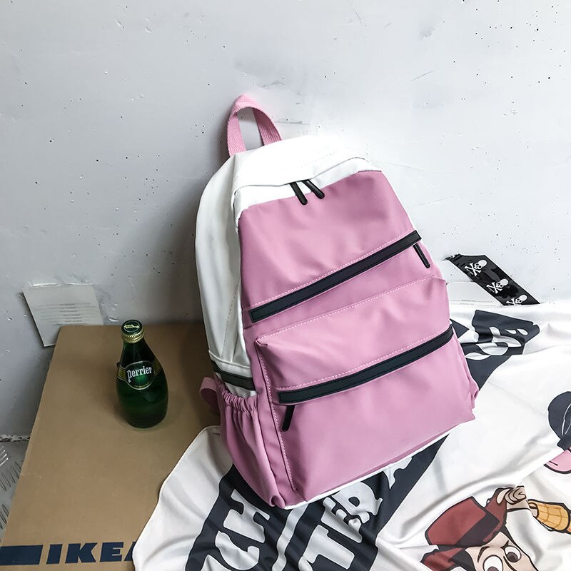 Schooltassen voor tienermeisjes, rugzakken voor jongens, damestassen, oxford waterdichte, lichtgewicht schooltas met panelen, studenten- en collegestijl: Roze