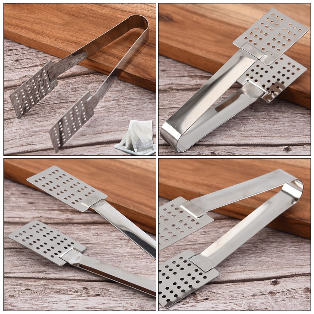 2pcs Stainless Steel Tea Bag Clamp Multi-functional Food Holder Clip Tea Set Accessories