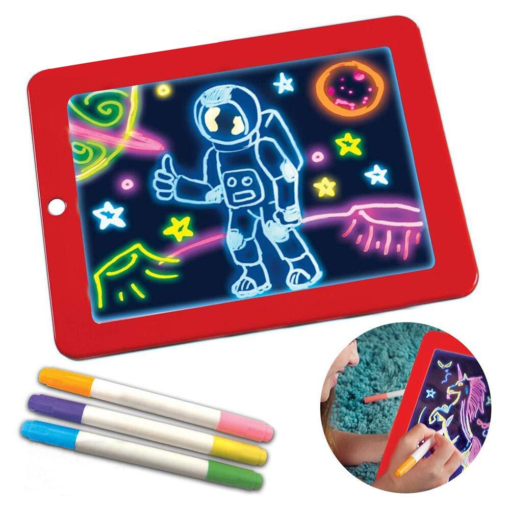 Art 3d Magic Drawing Board Tablet Led Writing Board Glowing Plastic Pad Educational Set Christmas for Kids