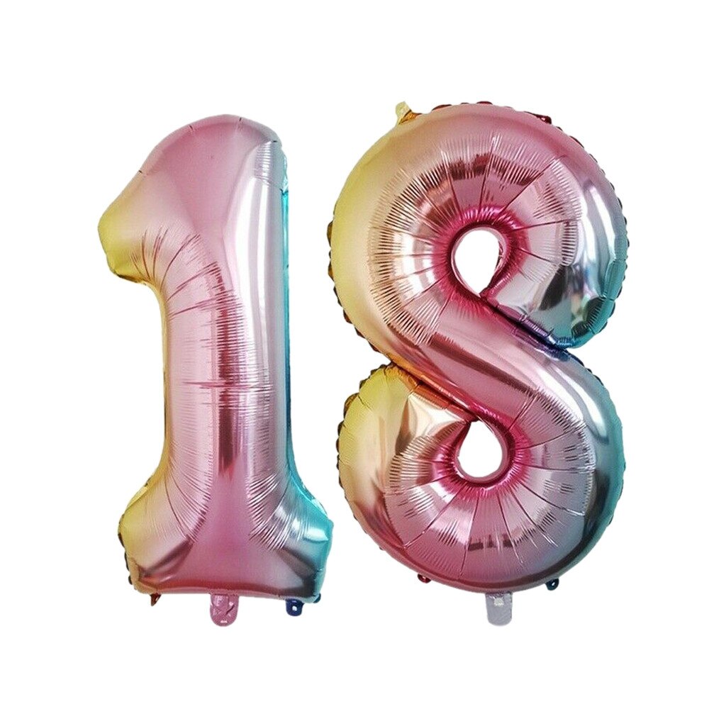 40 Inch Gradient Color Number Foil Balloons Rainbow Digit Birthday Party kids Figure Wedding Balloon Baby Shower 6.1