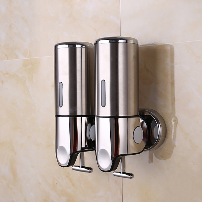 Keuken Hotle Dubbele kop Shampoo & Zeepdispenser Vloeibare Zeep Houder Wall Mount Toilet badkamer Douche Accessoires