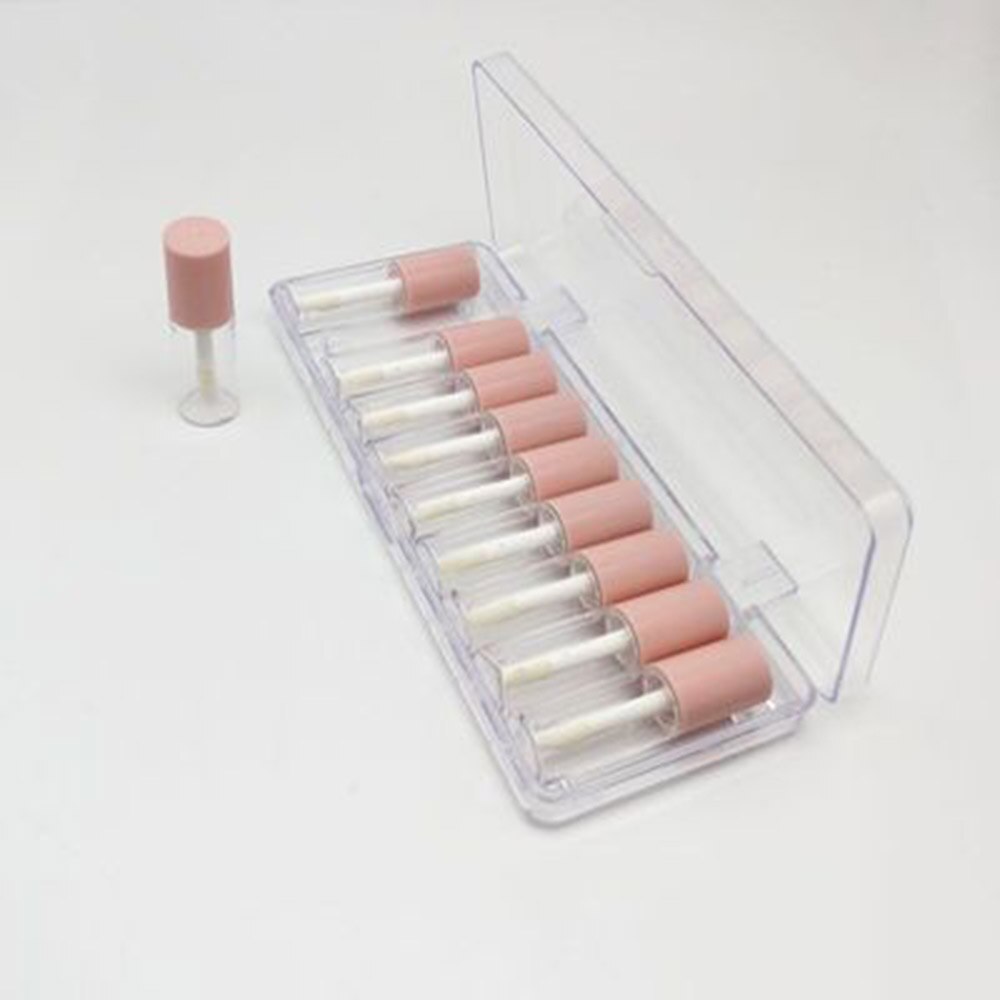 10 stk 4ml lipgloss tomme plastikrør udsøgt mini klar lipgloss gør-det-selv emballagebeholder med pink mat låg: Default Title