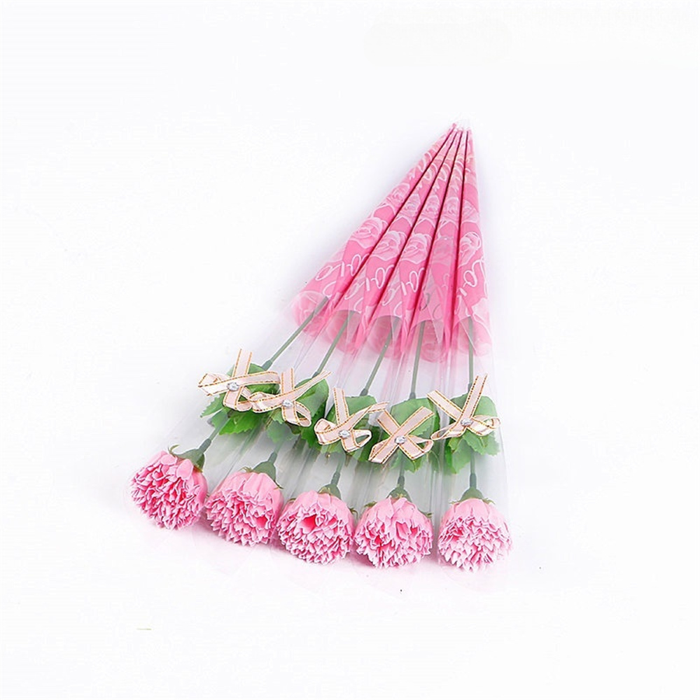 1 Piece Single Stem with Plastic Packaging Soap Made Flowers Artificial Carnation Bouquet Valentine's Day