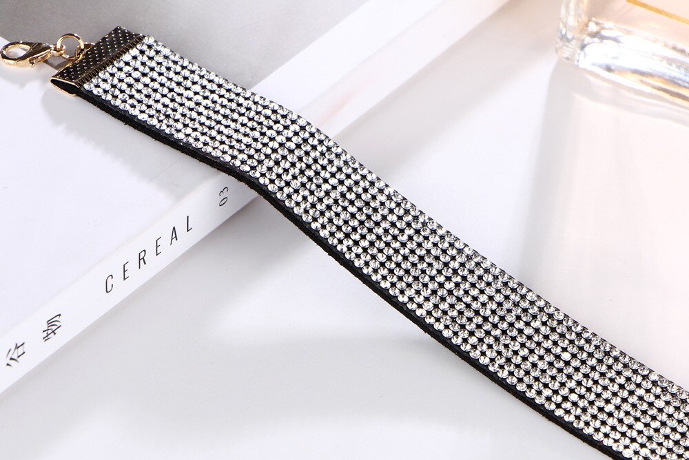 Frauen Halsband Kristall Strass Charme Damen Schmuck Samt Halskette Gold Silber Farben Elegante Frauen Schmuck Bijoux # BC