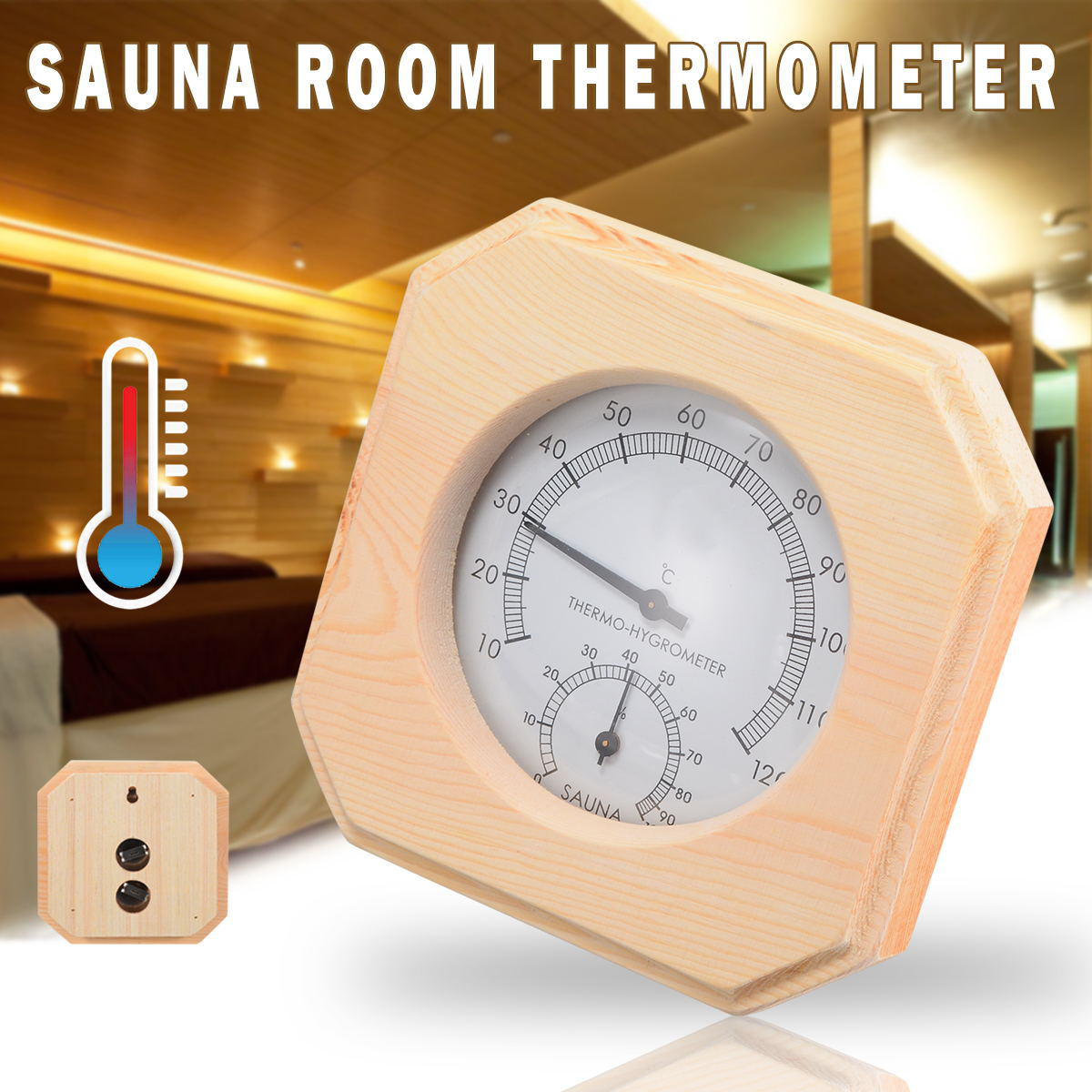 1pc Houten Sauna Thermometer Mayitr Hygrothermograph Thermometer Hygrometer Vochtigheid Meting voor Sauna