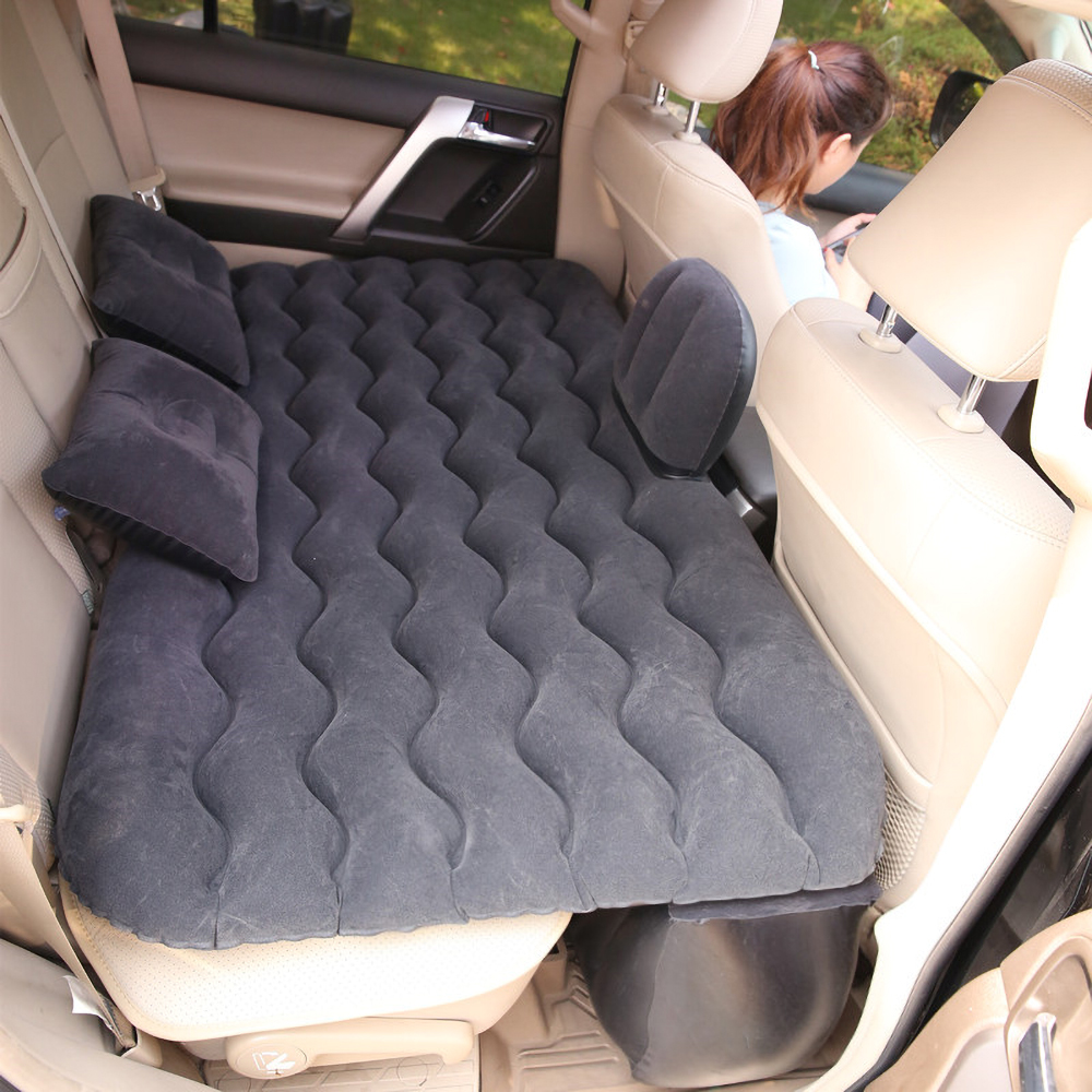 Matelas Portable canapé gonflable voiture lit de voyage coussin de siège arrière gonflable multifonctionnel Sof voiture coussin pliable pour voiture outd: Black