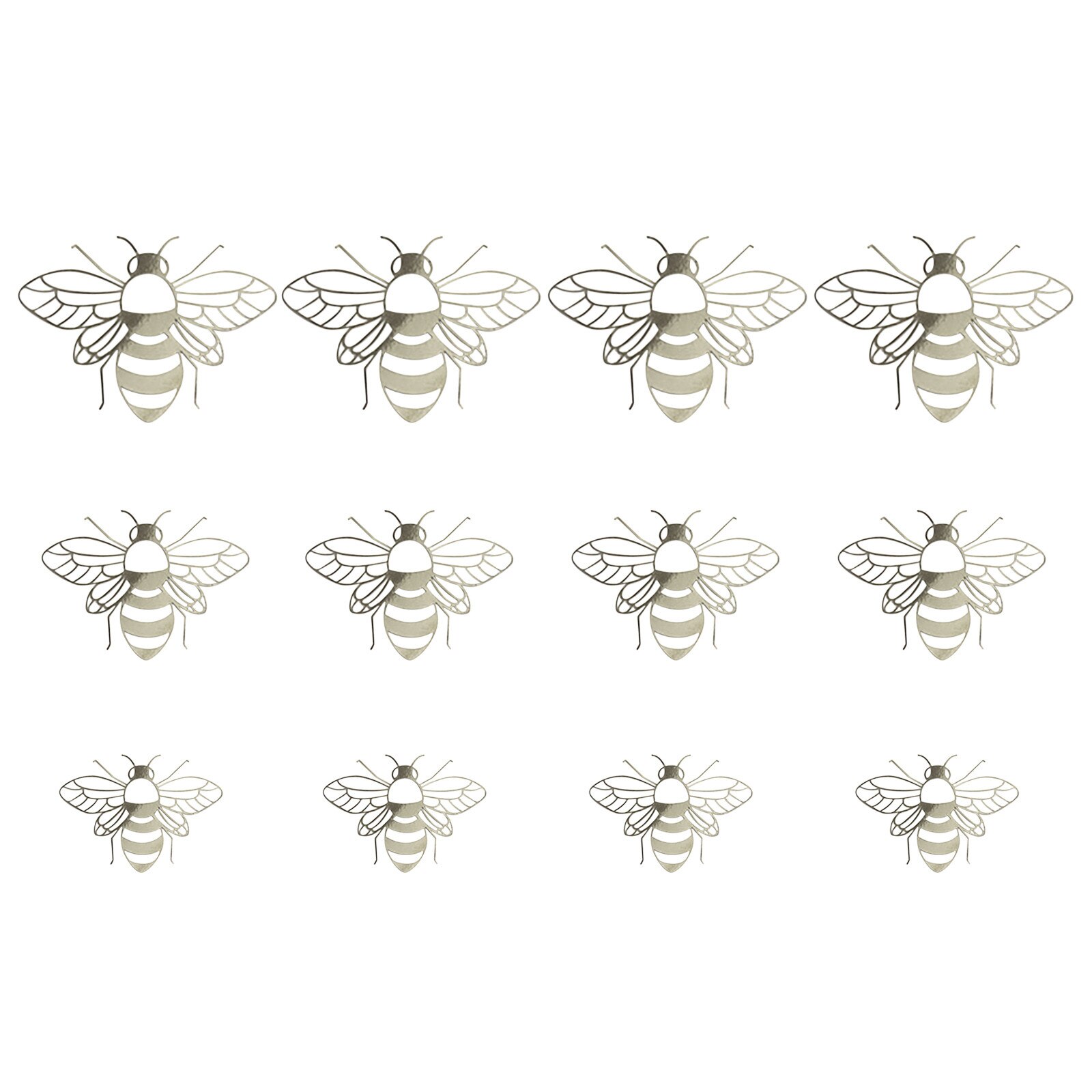 12Pcs Hollow Bee Muurstickers Woondecoratie Feestelijke Party Arrangement Karton Woondecoratie Venster Decals Home Decor: Zilver