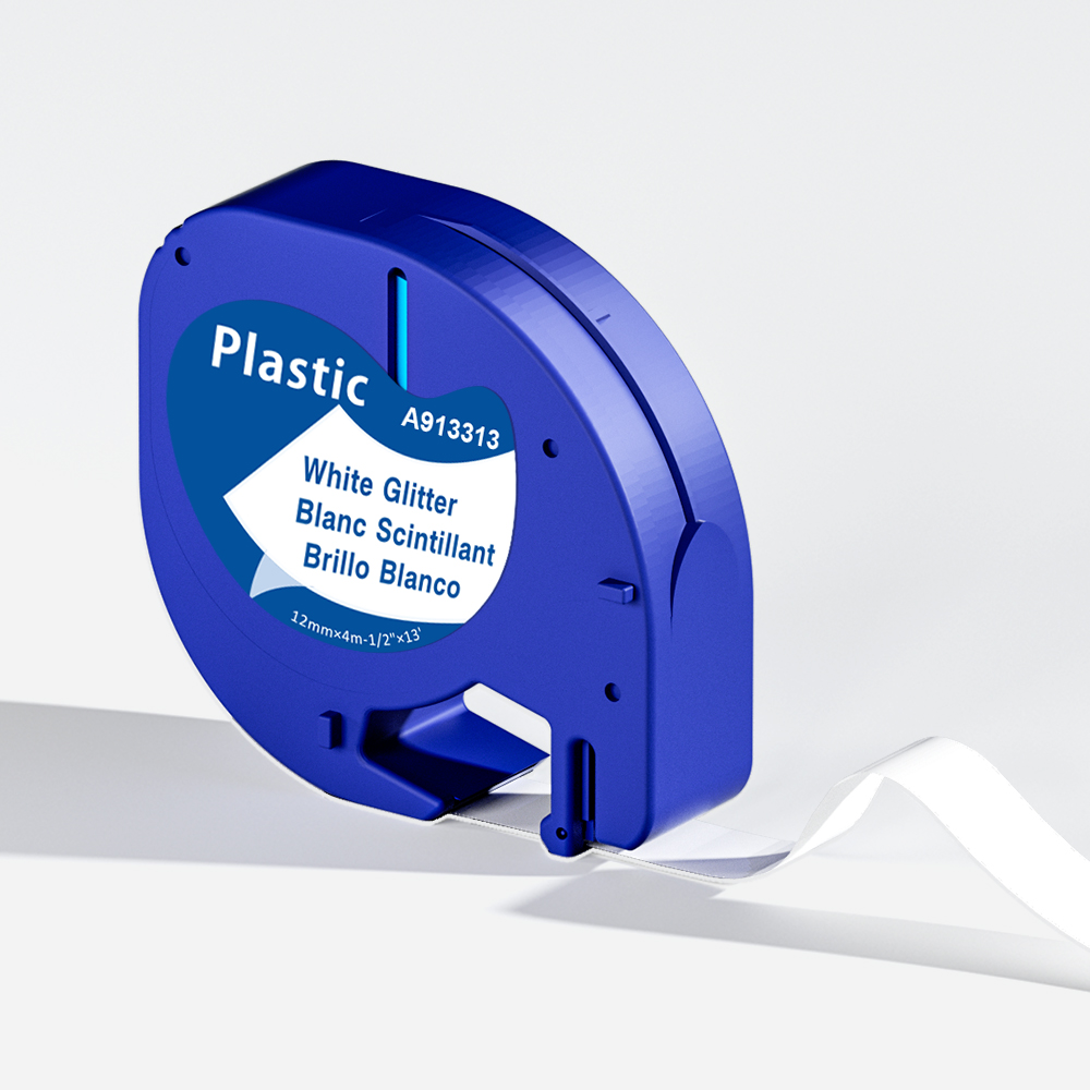 Pour ruban d'étiquettes Letratag 12mm cartouche plastique/papier/tissu noir sur blanc 91201 pour Dymo LetraTag LT-100H étiqueteuse 200B QX50