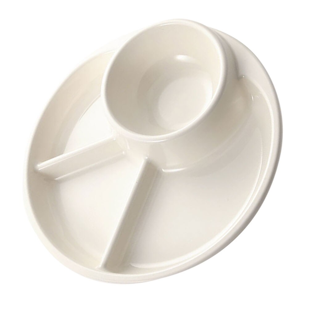1pc Ration Divided Plate Kitchen Plate Reduce Fat Plate (White)
