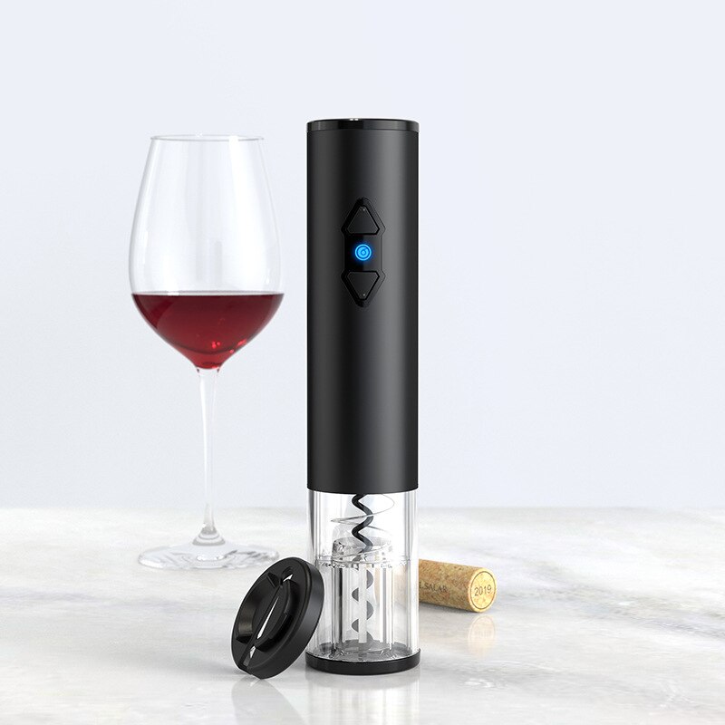 Vin proptrækker vin automatisk folieskærer vin proptrækker klassisk rustfrit stål automatisk elektrisk bærbar hurtig trådløs: Sort med lys