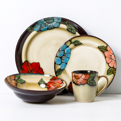 Household Dinnerware Porcelain Plate Bowl Combination Ceramic Tableware Set Western Steak Salad Noodles Plate DishSet Dinnerware