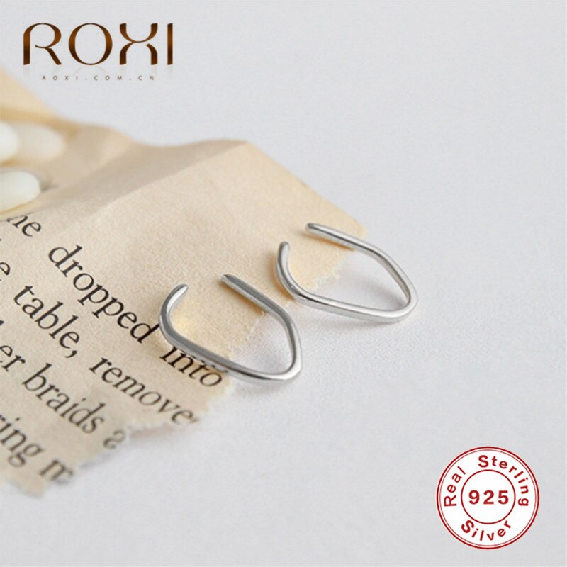 ROXI 1Pair Ear Clip Simple Jewelry Cartilage Ear Wrap No Piercing Clip On Earrings for Women 925 Sterling Silver Earring