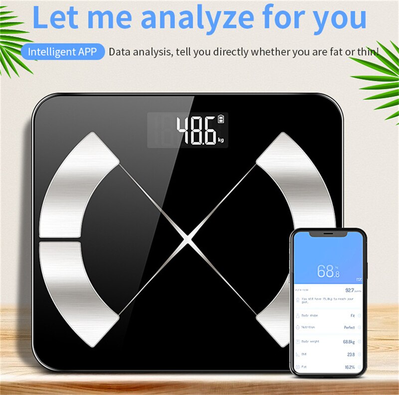 Bluetooth Body Fat Scale Electronic Digital Smart Weight Scale Floor Bathroom Scale Balance Body Weighing Scale BMI index
