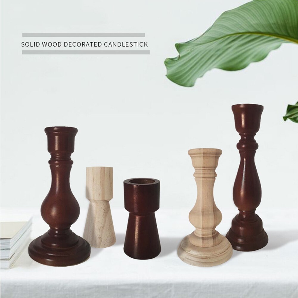 3 Sizes Candle Holders Retro Unpainted Wood Classic Craft Candle Holders Wedding Party Home Decorations