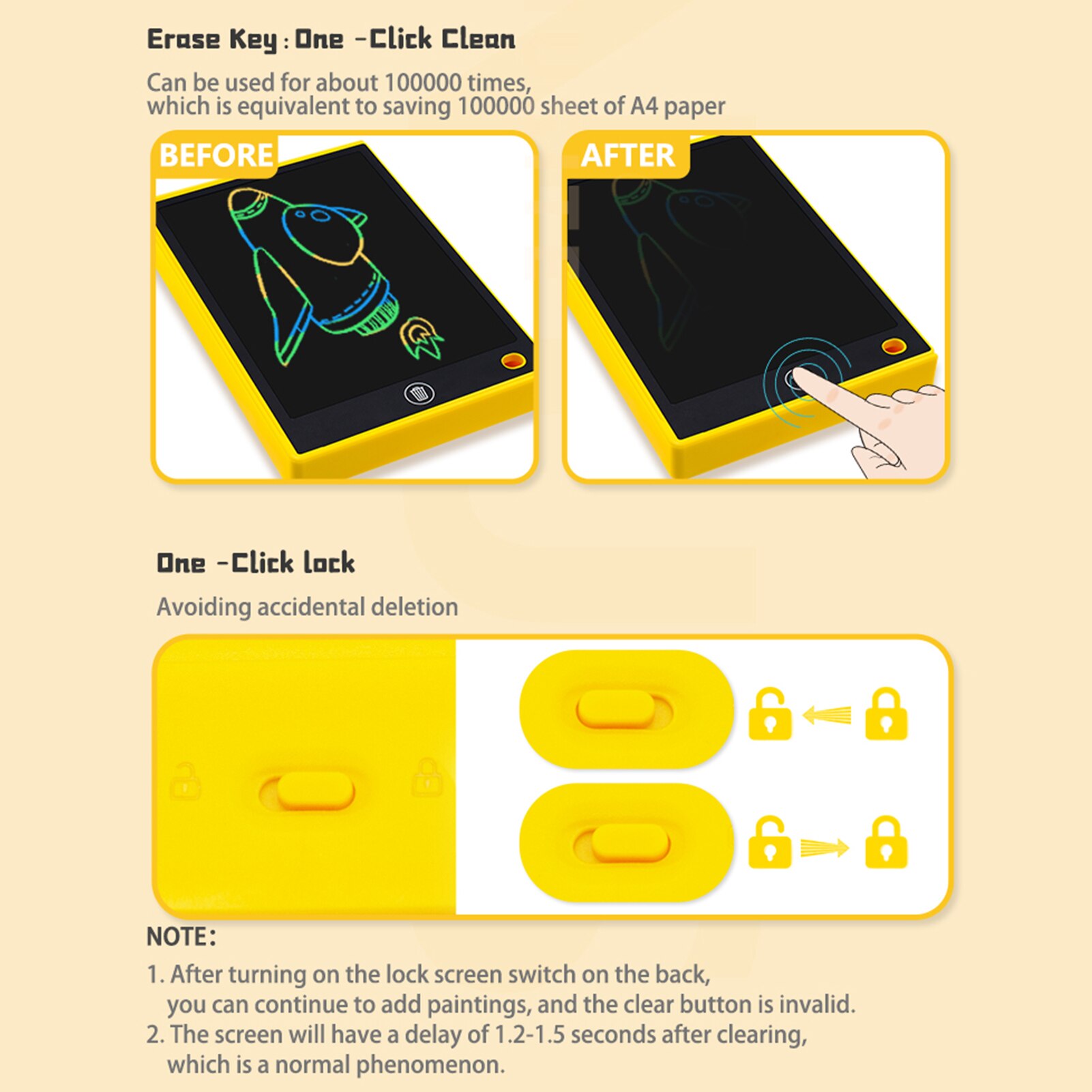 LCD Writing Tablet with Pencil Case Rechargeable Drawing Board 9.5 Inch Colorful Screen with Stylus Drawing Writing Taking Notes