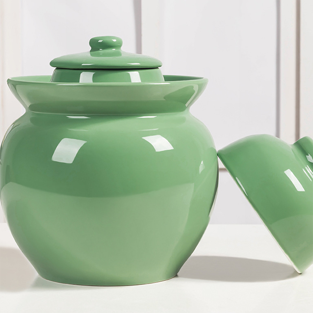 Traditional Pickle Jar Ceramic Pickle Container Fermentation Jar with Lid