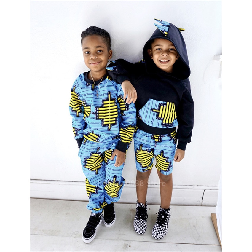 Ropa africana para bebé, Niña y niño, abrigo con capucha y estampado Dashiki, pantalones, traje de otoño, vestidos africanos de manga completa para mujer y niño 2022