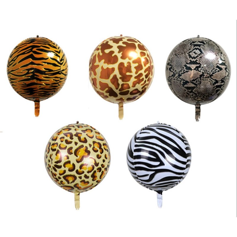 20Pcs Safari Animal Print Foil Balloon 22 inch Wild 4D Round Helium Balloon Jungle Zoo Theme Baby Shower Birthday Decor
