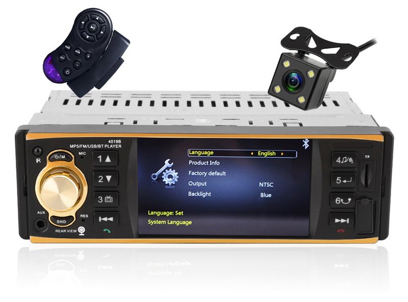 4,1 pulgadas HD 1 Din coche Radio 4019B de Control de volante USB AUX FM Control remoto más Bluetooth 12V Audio estéreo