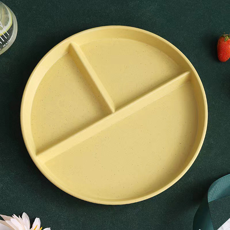 Plato de comida redondo y cuadrado para adultos, plato de cena reutilizable, Control de porciones, dieta, 3 compartimentos, apto para microondas, PP: green