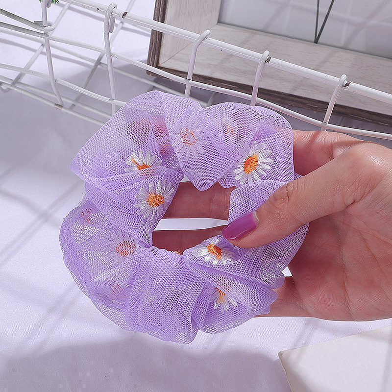Blød chiffon kvinder hår scrunchie elastiske hårbånd jule strækbart hår bånd hestehale lilla ensfarvet tilbehør: 05