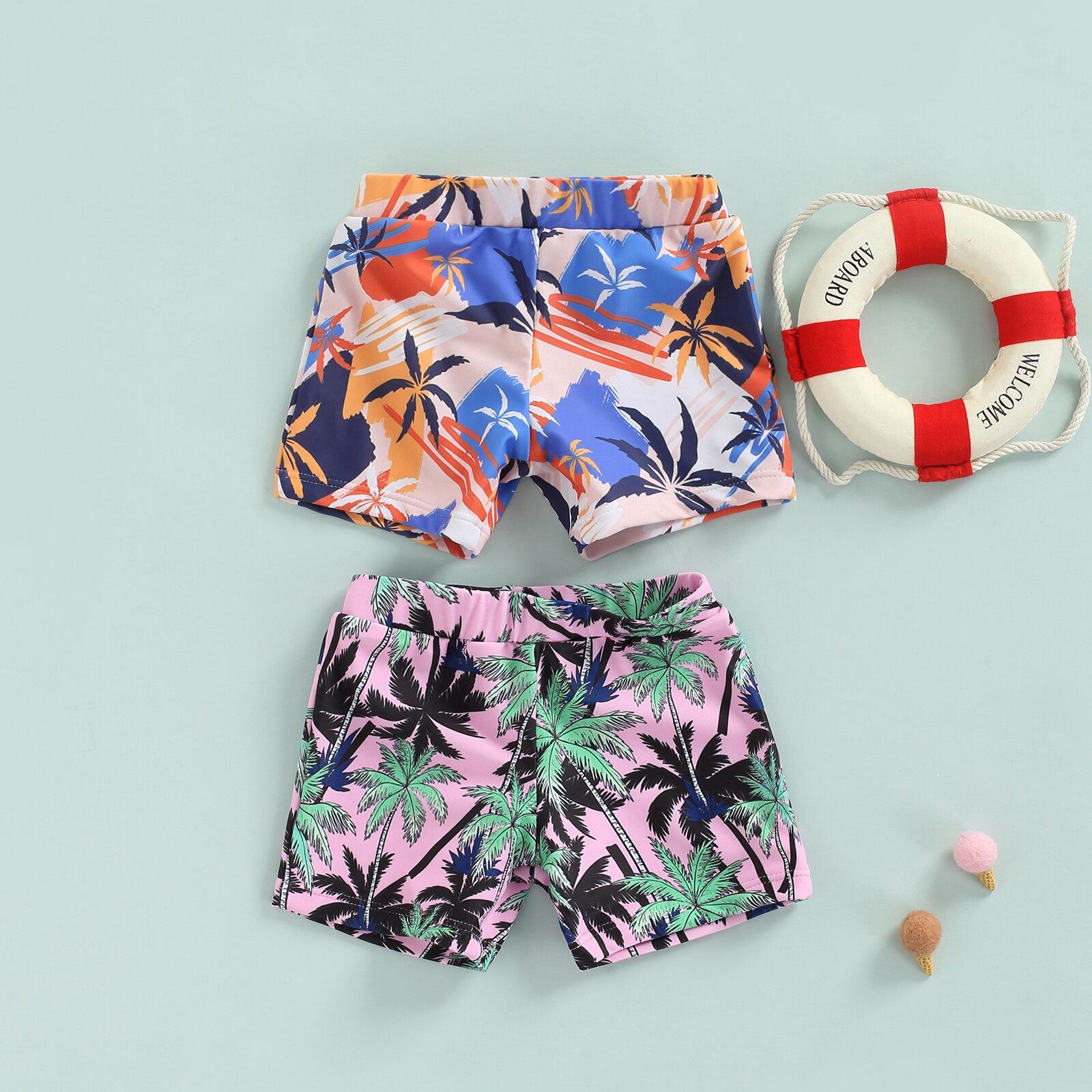 Imcute 2022 Summer Fashion Toddler Baby Boys costumi da bagno Shorts Cartoon cocco stampa elastico in vita estate pantaloni corti da spiaggia