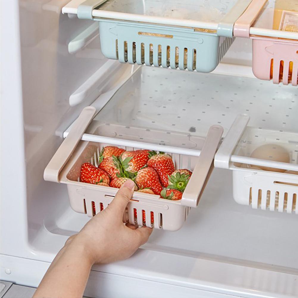Adjustable Kitchen Refrigerator Storage Rack Fridge Drawer Plate Layer Organizer Shelf Holder Pull-out Drawer Organizer