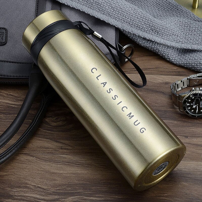 Thermoskan Thermos Mokken Koffie Voor Thee Rvs Cup Draagbare Auto Geïsoleerde Fles Reizen Thermische Mok 1100Ml/650Ml/500Ml: 650ml / gold