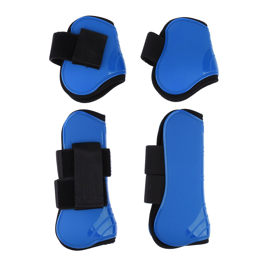 2 Pairs Horse Leg Boots Front Hind Leg Tendon Protect Equestrian, PU Shell and High Neoprene: Blue