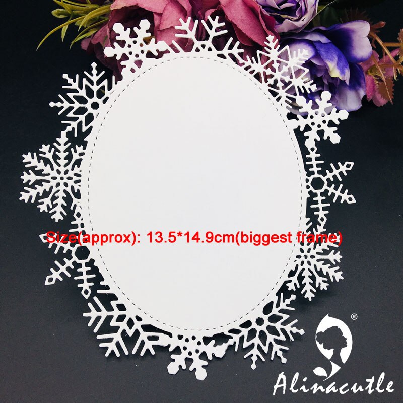 Metal Cutting die Cut nesting Oval snowflake frame Scrapbooking Paper Craft Handmade Card Album Punch Art Cutter Alinacutle Die