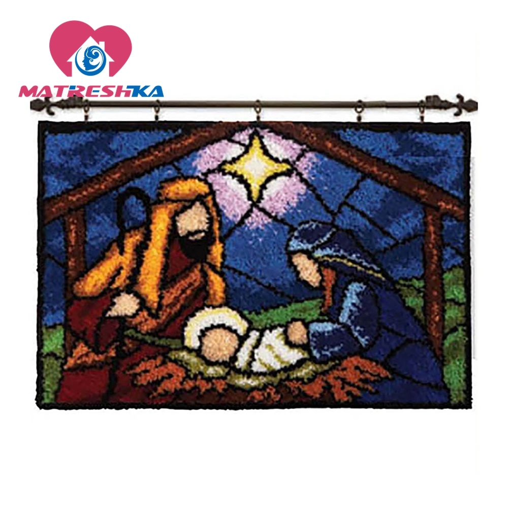 Jesus tapestry kits latch hook rug kits carpet embroidery latch hook rug needlework button package diy rugs hook rug home decor