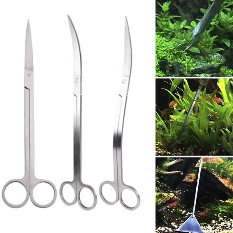 Aquarium Schere Pinzette Werkzeug Aquarium Pflanzen Welle Schere Gras Edelstahl Reinigung Werkzeuge Lagerung Halter Aquarium Zubehör