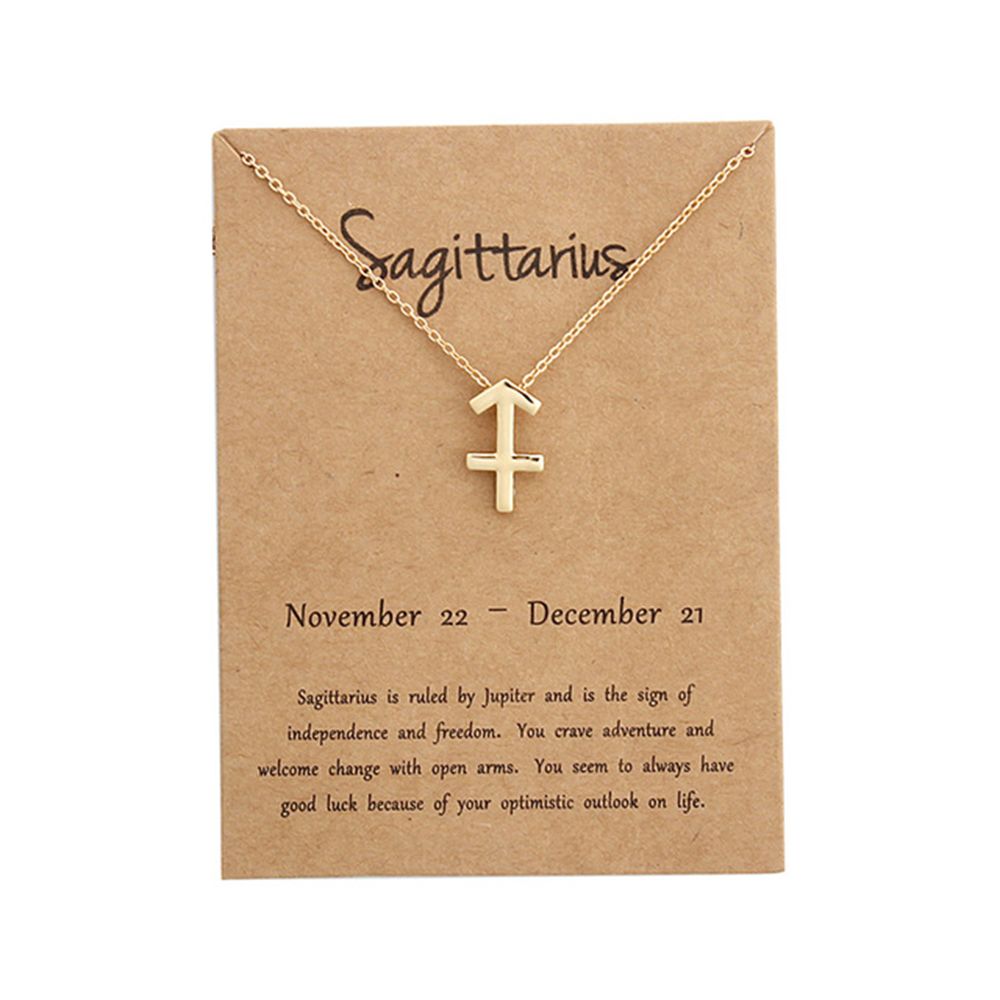 12 Constellation Pendant Necklace Zodiac Sign Necklace Birthday Message Card for Women Girl Jewelry Arrivals: Sagittarius